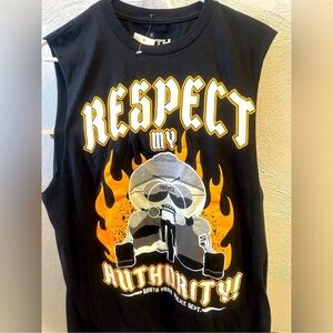 Black Graphic Sleeveless Tee